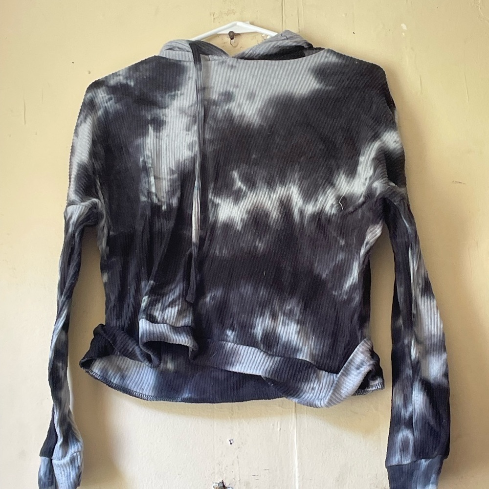 Blue and white cropped hoodie